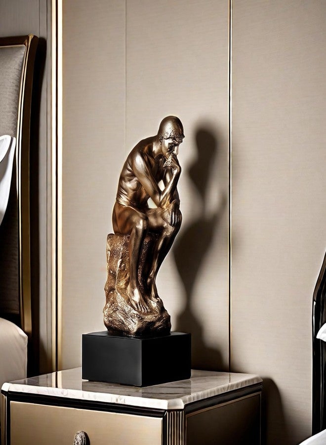 SHTWX Resin The Thinker Thinking Man with Black Base Statue Sculpture Frgurine Gift for Home Office Living Room Desktop Display Decorative Decoration - Image 5
